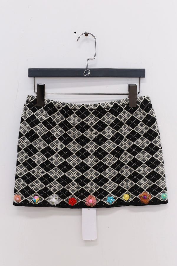 YANYAN KNITS 25 Spring/Summer ARGYLE Bandeau/Mini Skirt with Flowers YYK-YYW25-0781-HB Skirt